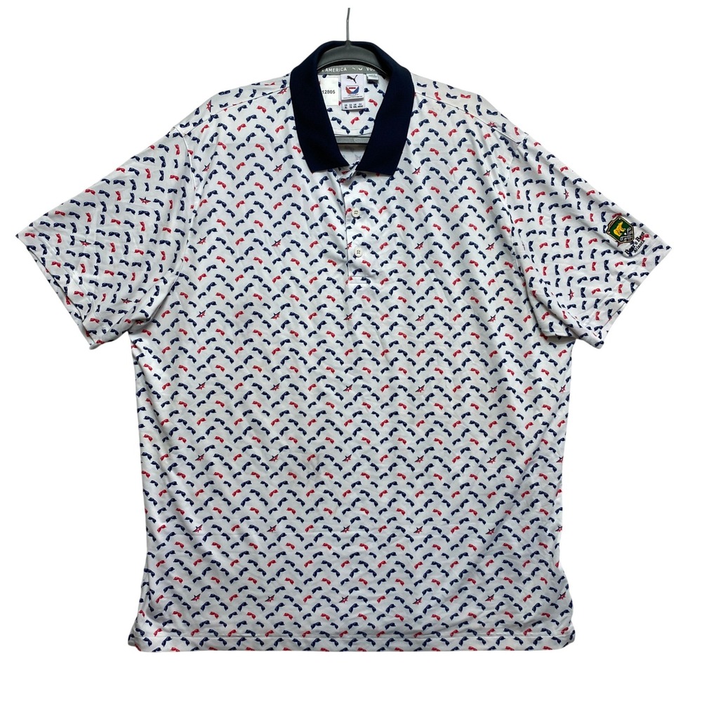 Puma Golf Polo Mens XL White Volition America Sunglasses Print Bear's Best Logo